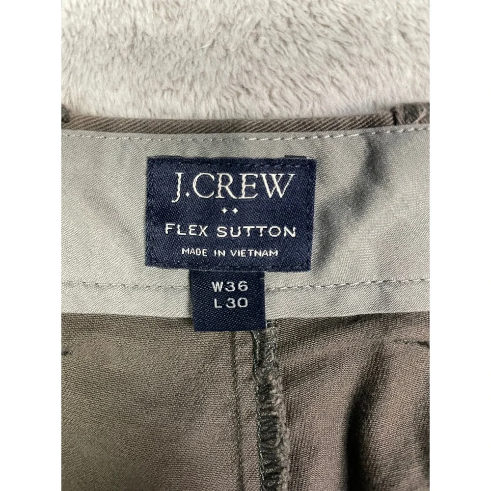 J.Crew Flex Sutton Chino Pants Mens 36x30 Brown Gray Straight Fit Cotton Stretch